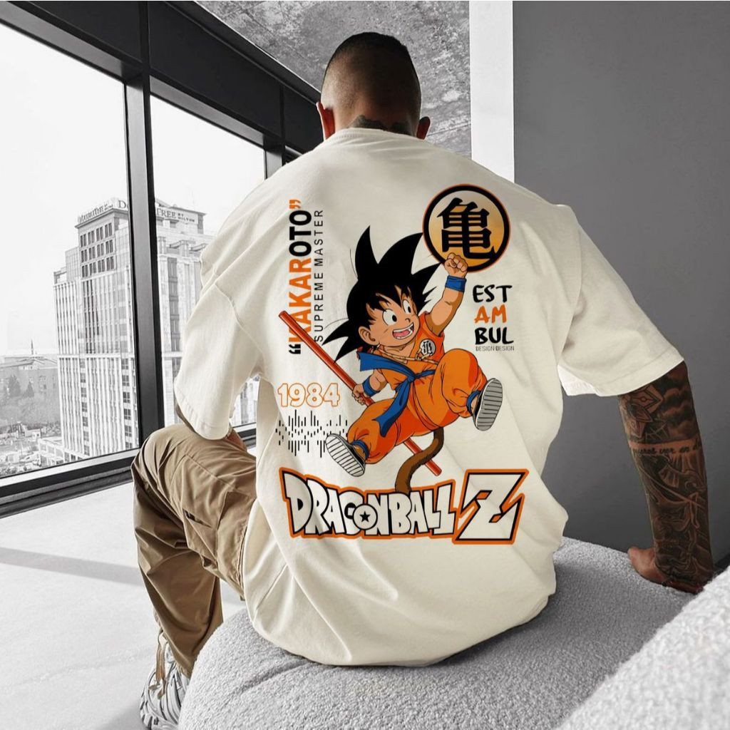 Camiseta Masculina Streetwear Dragon Ball Z Estampada Costas Malha Premium Camisa Goku