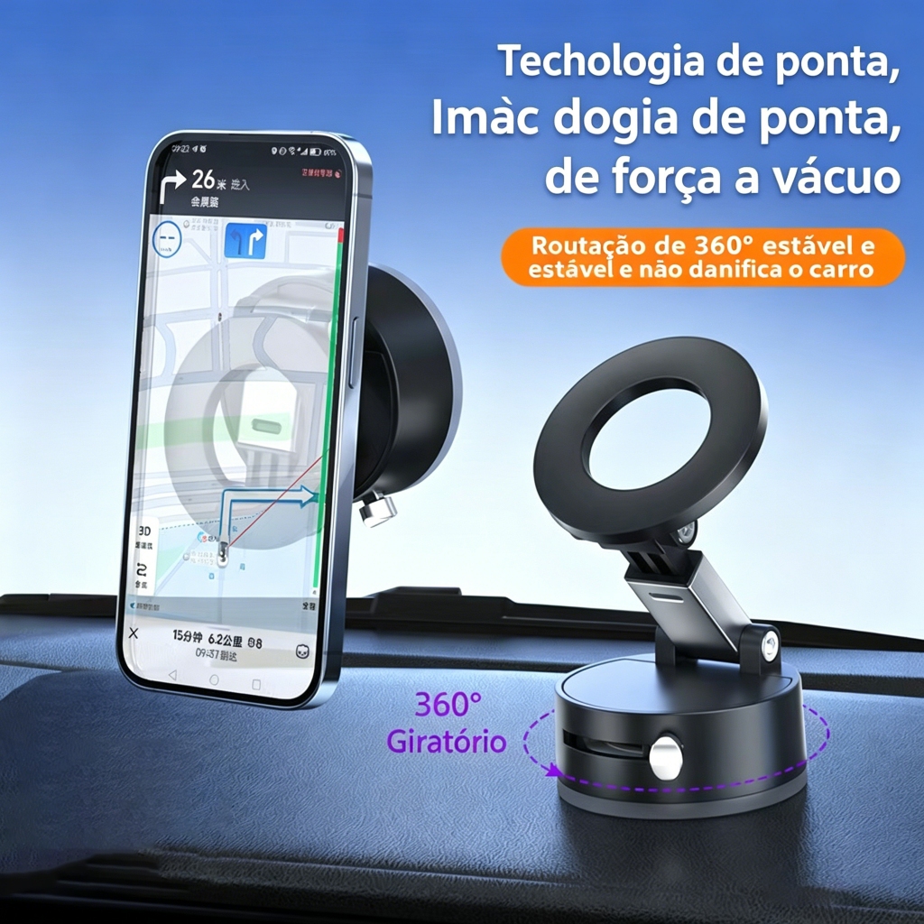 Suporte Magnético Para Telefone Carro MagSafe-360 ° Giratório De Sucção A Vácuo Dobrável E Ajustável