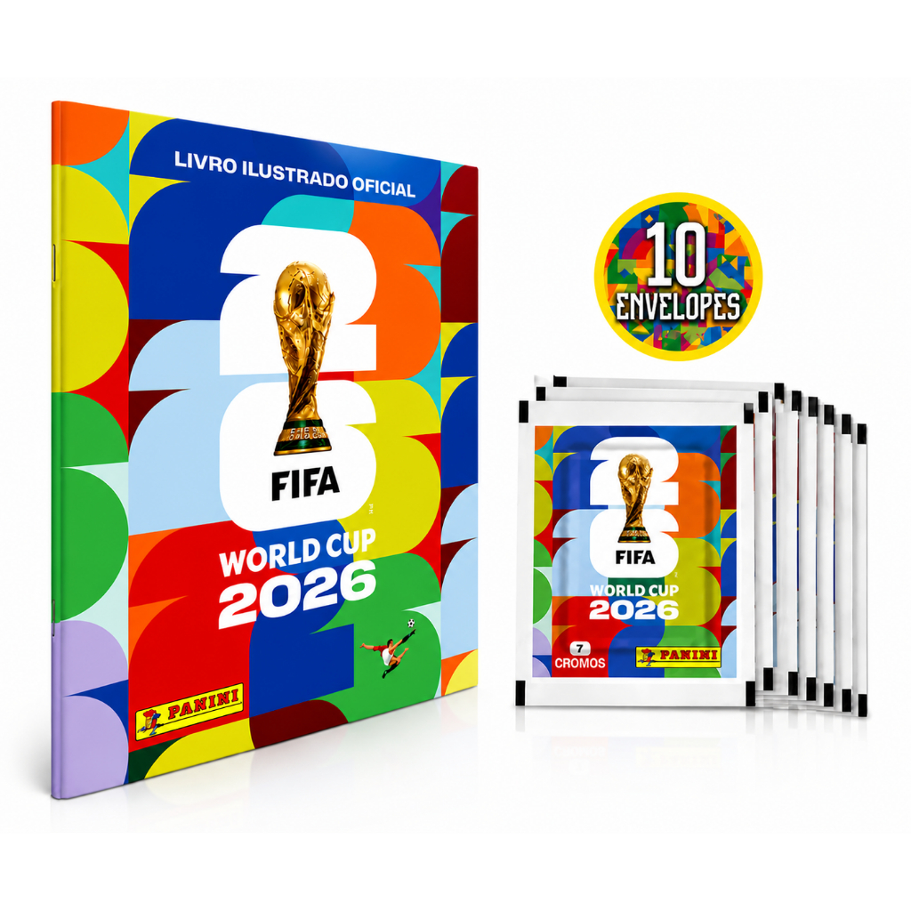 Kit Álbum Oficial Copa do Mundo 2026 + 10 Envelopes C/ 70 Figurinhas Originais Lacradas