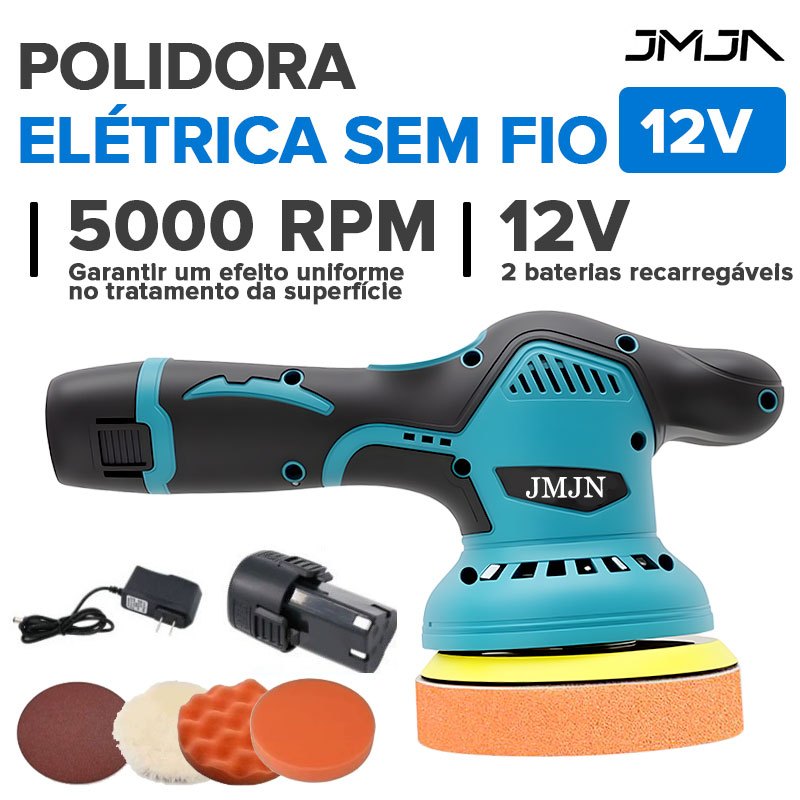 JMJN Polidor Sem Fio Elétrico Lixadeira Politriz Polidora Automotiva Polimento Carro Enceradora Wetoke 1 ou 2 Baterias