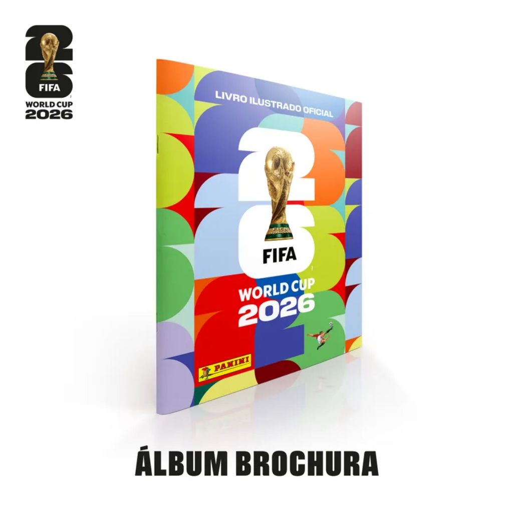 Álbum Copa do Mundo 2026 Panini Oficial Capa FLEXÍVEL + Pacote de Figurinhas - Livro Ilustrado FIFA