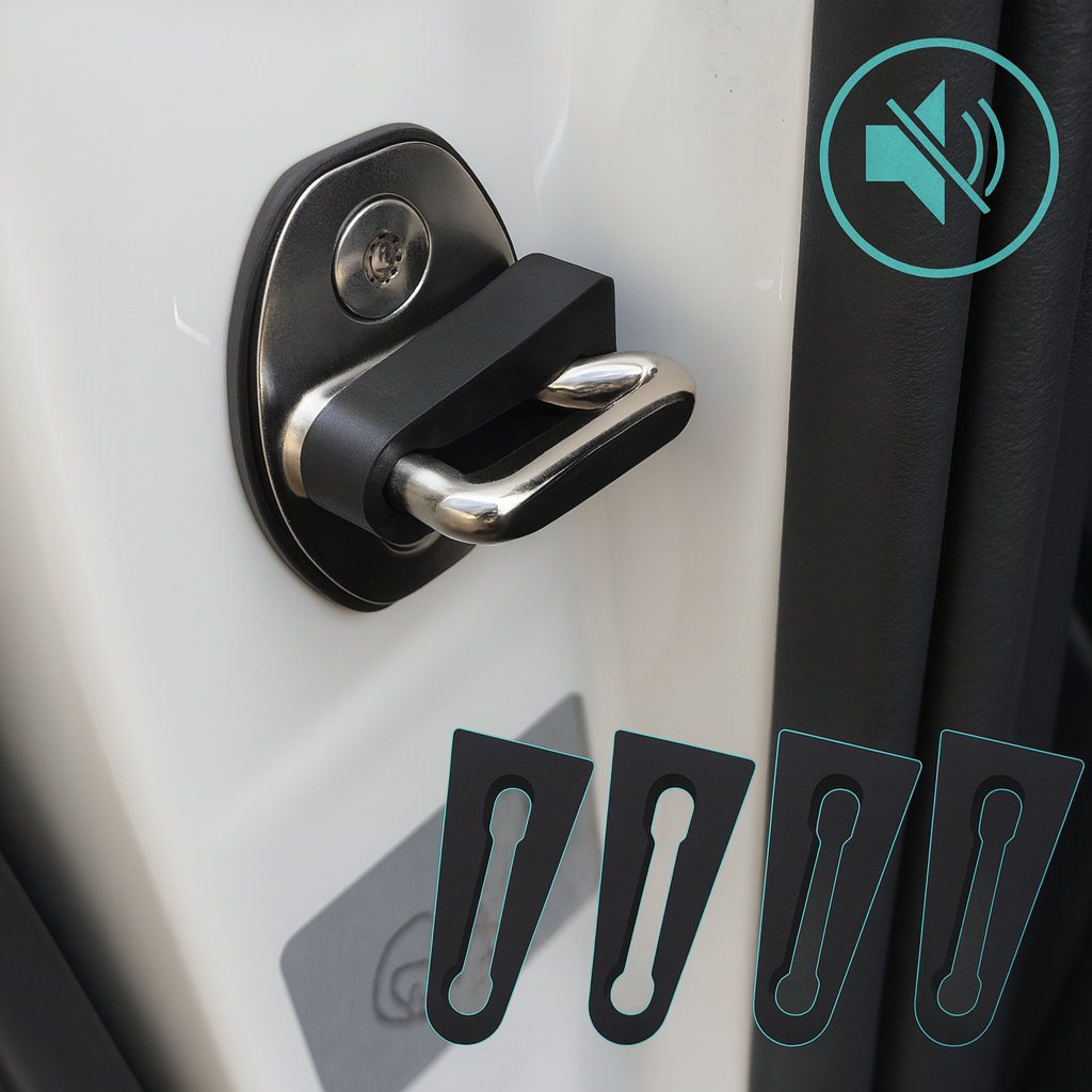 Kit 4 Amortecedor Borracha Protetora Fechadura Anti Impacto Porta Automotiva Universal Volks Reduz Ruído Batida da Porta