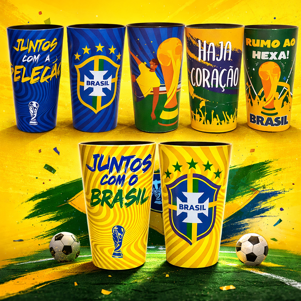 Kit 15 - Torcida Brasil - Copo Ecológico 500ml