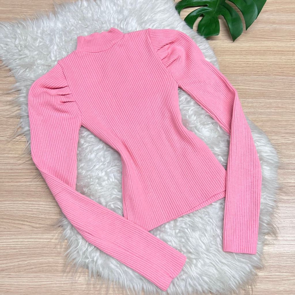 Blusa Feminina Tricô Blusinha Manga Princesa Tricot Inverno 2021