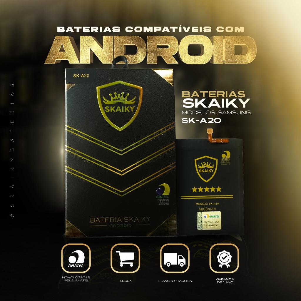 Bateria Oficial Skaiky A20 Compativel Com SAMSUNG A20 A30 A30S A50 (EB-BAA505ABU)