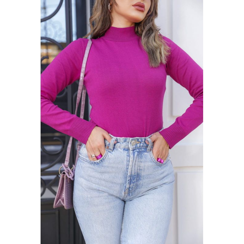 Blusa de Frio Feminina Básica Cacharrel Suéter Gola Alta Tricot Premium com Elastano Outono Inverno