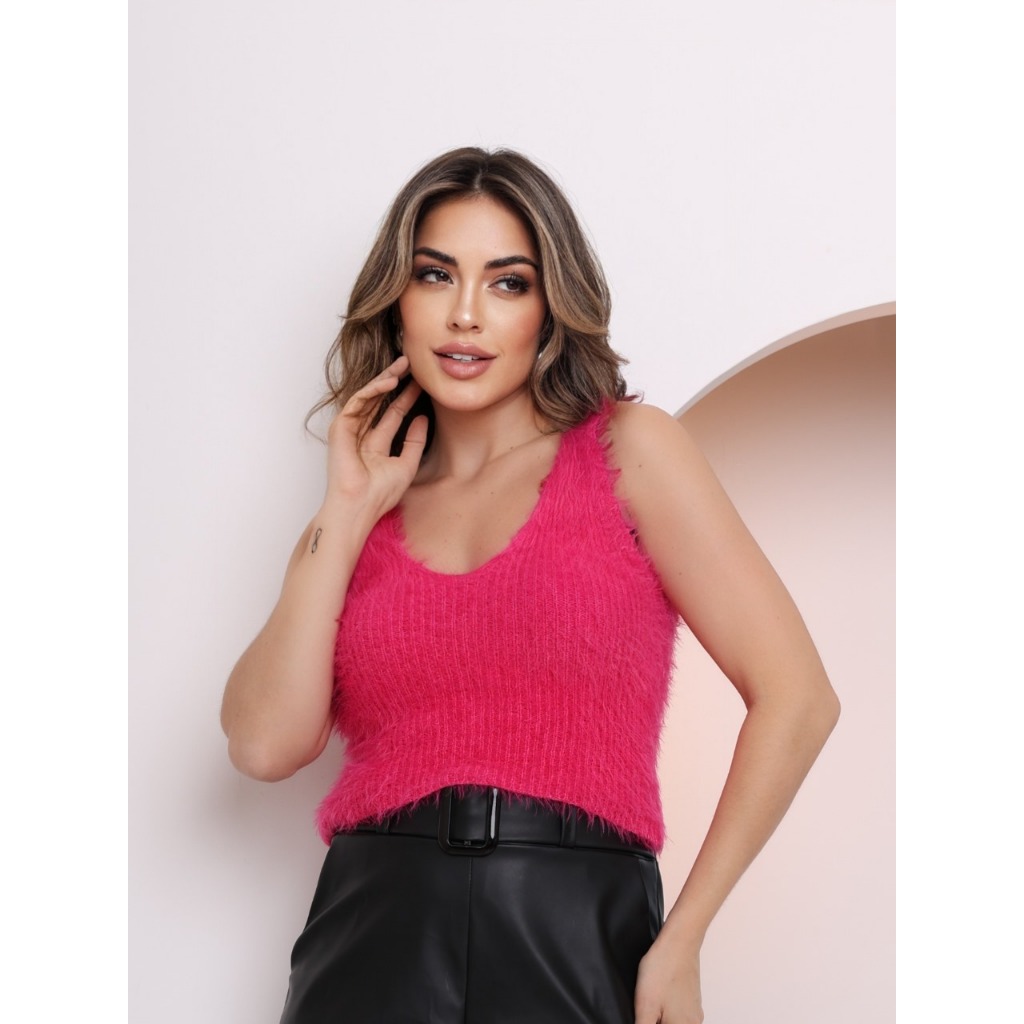 Cropped Blusa Feminina Pelúcia Pelinho Inverno jx-103