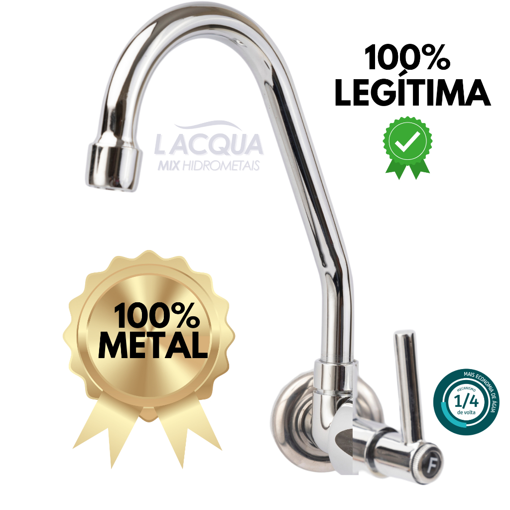 Torneira Cozinha Parede Bica Móvel METAL 100%