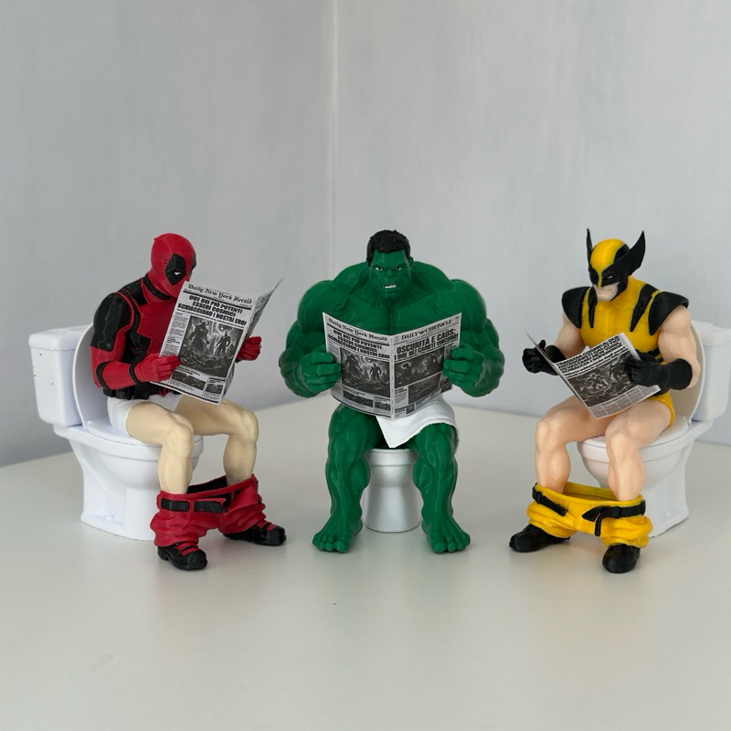 Kit Bonecos Heróis Geek Divertidos no Banheiro | Decoração Criativa Colecionável