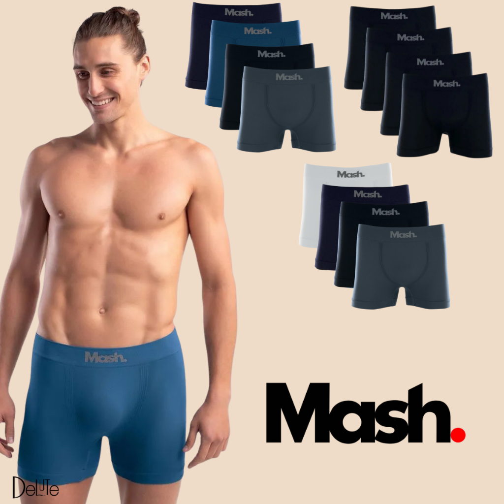 Kit 4 Cuecas Boxer Mash Sem Costura Microfibra Toque Suave Conforto