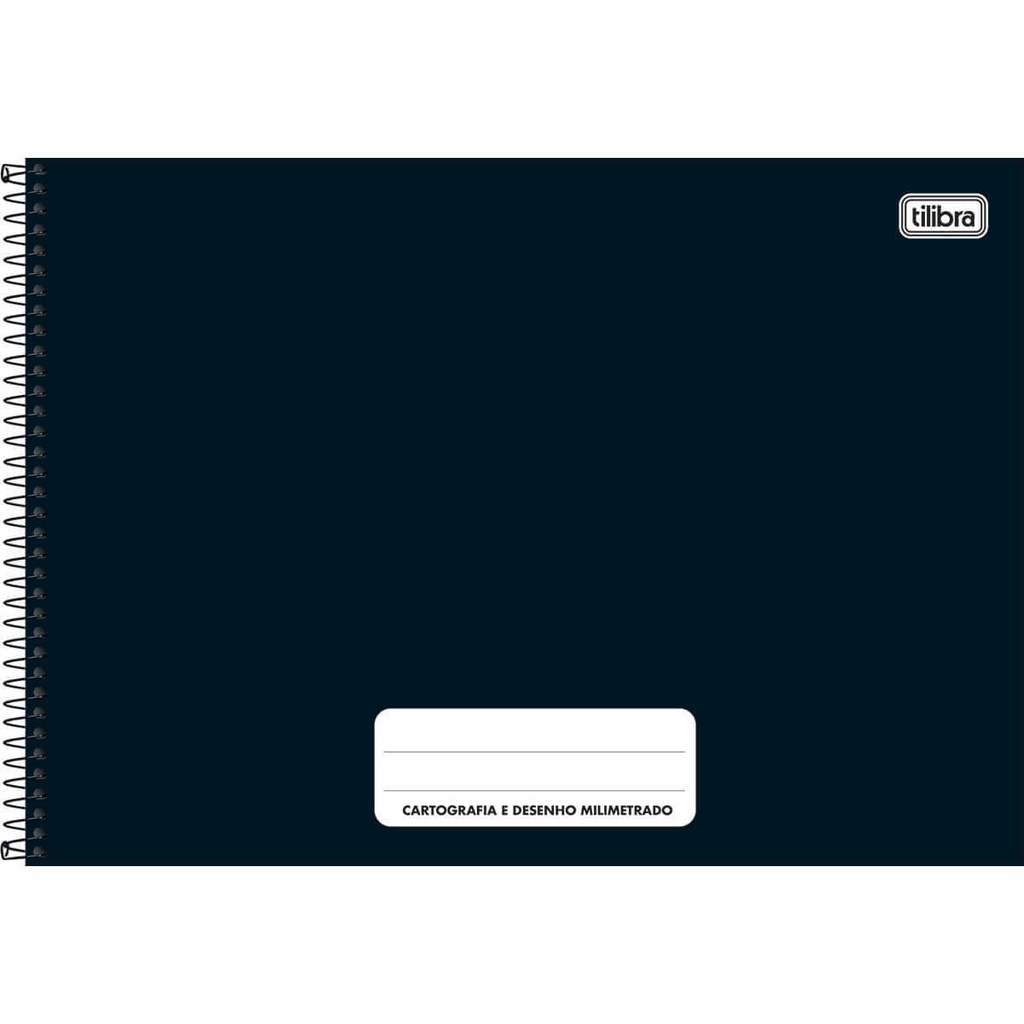 Caderno Espiral de Desenho e Cartografia Milimetrado (Com Margem) Capa Dura Pepper Preto 80 Folhas Tilibra