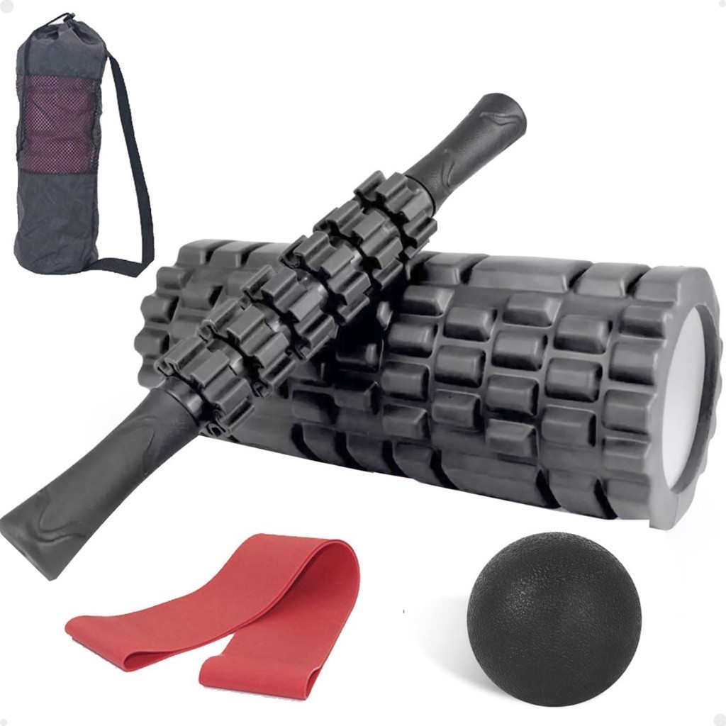 NINJA-Max Kit de Relaxamento da Fáscia 5 em 1 com Rolo, Bastão, Bola, Band e Bolsa