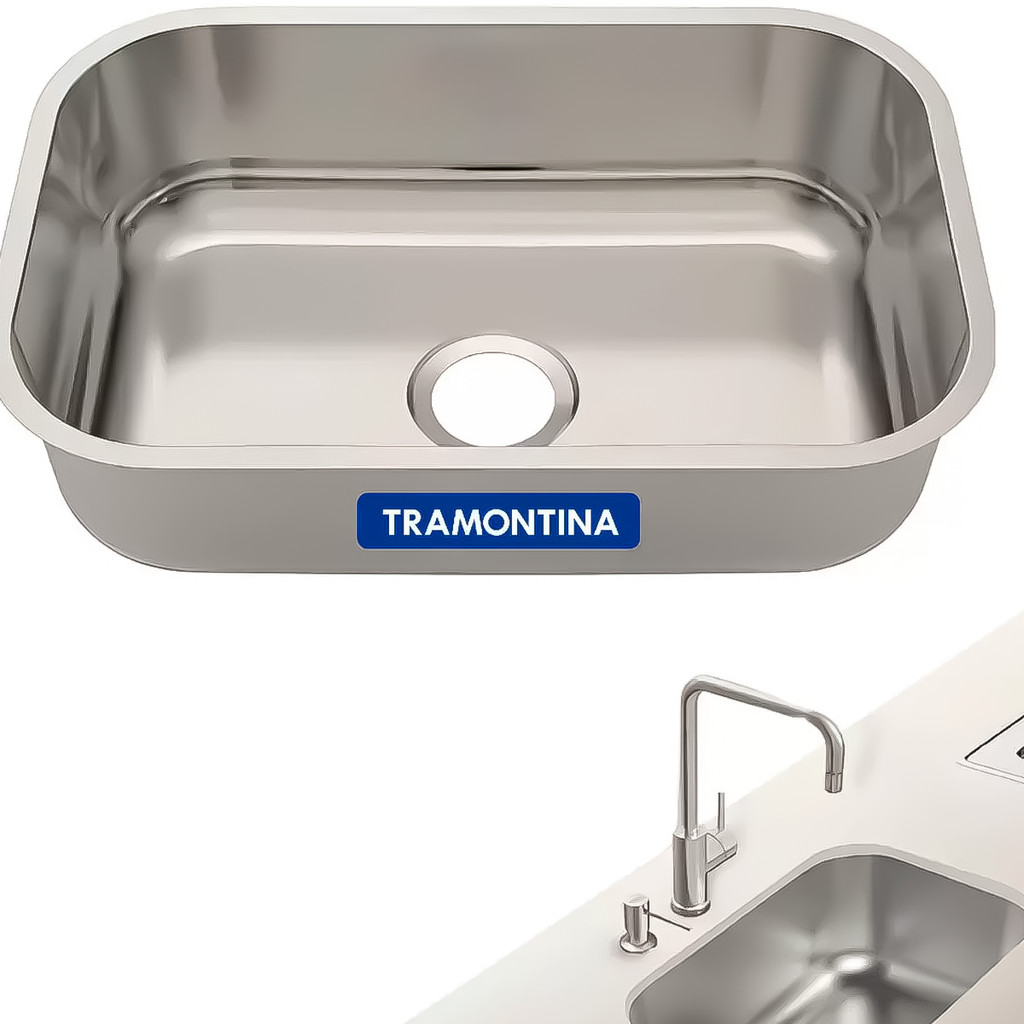 Cuba De Aço Inox Retangular Basic 47x30x14,5cm 18 Litros Tramontina Original