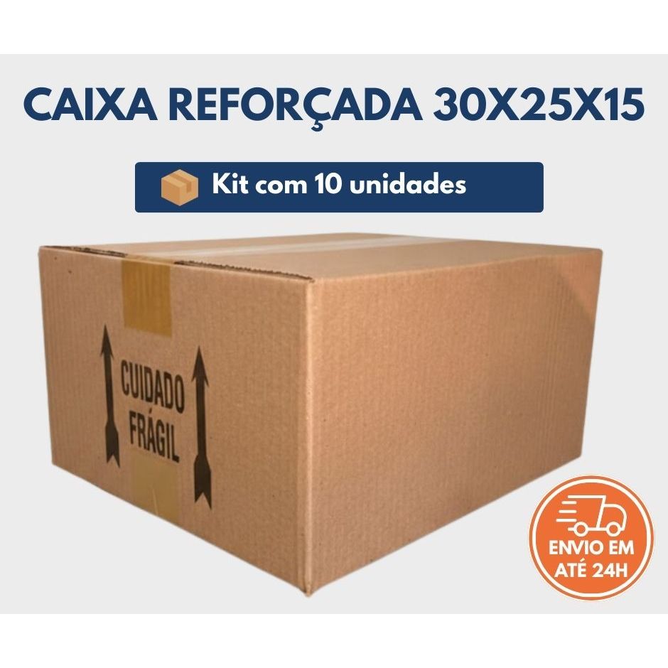 Kit 10 Caixas De Papelão 30x25x15 Reforçada Mudança Envio