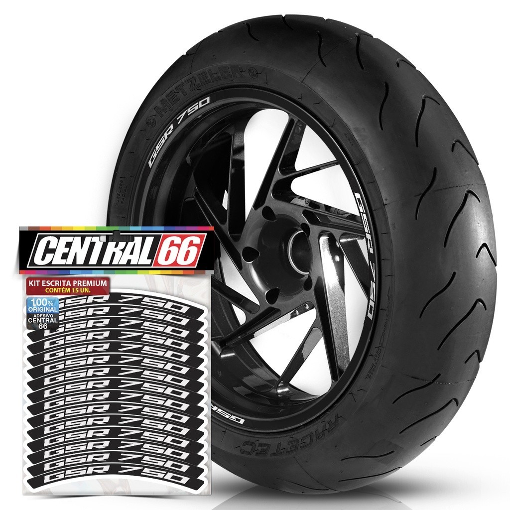 Adesivos Kit Palavra Premium Compativel com GSR 750 Roda Refletivo Aro 13 ao 22 Kit Completo Automotivo