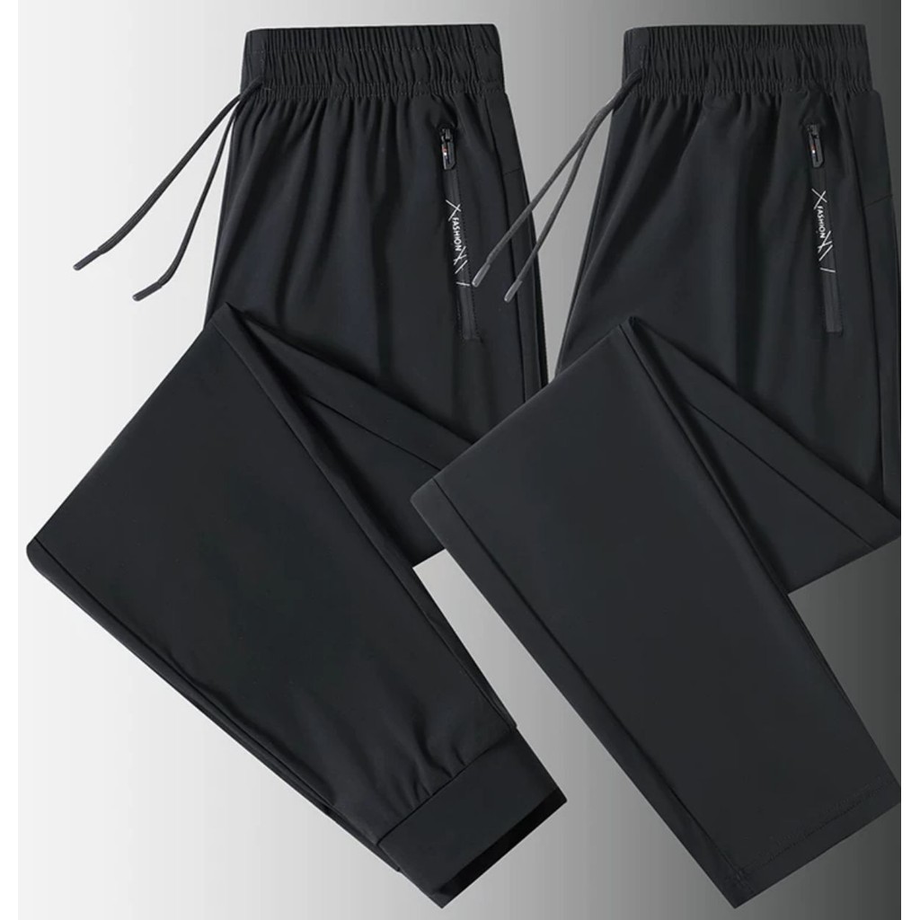 KIT 2 Calça Jogger Preta Masculina Dry Fit Com Fitas Esportiva
