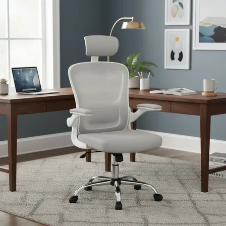 Cadeira De Escritório Ergonômica Giratória Boston G100 Com Estofado Mesh Luvinco Com Ajuste Lombar Cinza Malha