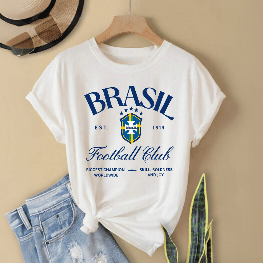 Camiseta Feminina Básica 100% Algodão Confortável copa Casual T-shirt Tropical Amazonia Verão Rio Brasil
