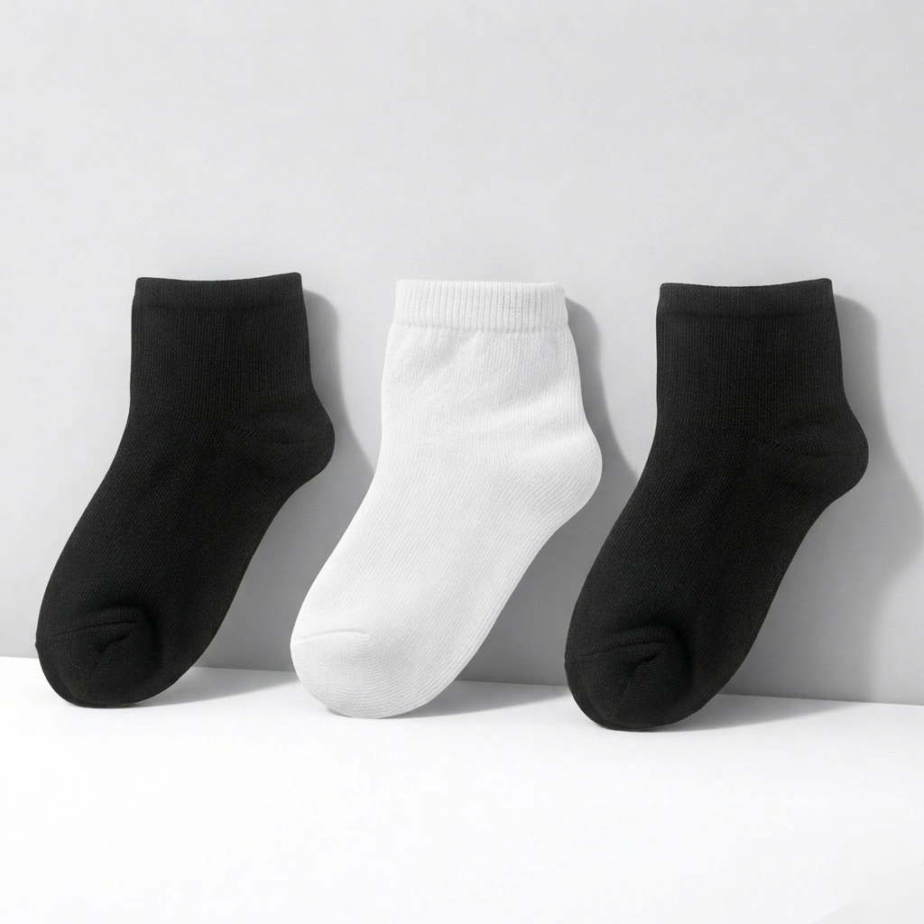 Kit De 3 Até 12 Pares Meia Infantil Branca Preta Escolar Colegial Algodão Menina Menino