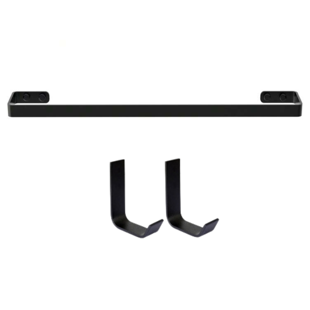 Kit Acessórios Para Banheiro Linha Luxo Quadrado All Black 30 cm