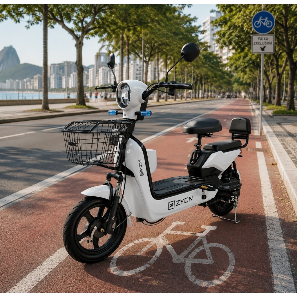 Scooter Elétrica MU03 500W com Assento Duplo e Bateria Removível