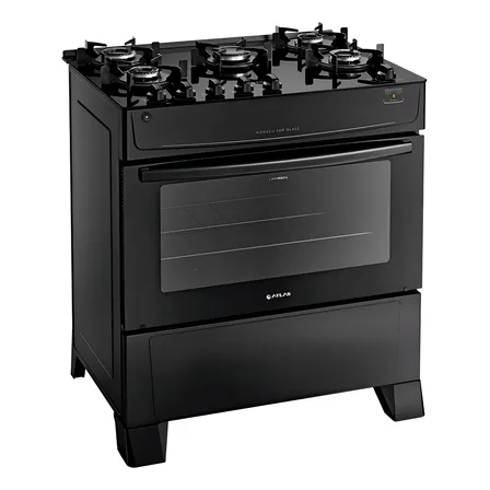 Fogão Atlas 5 Bocas Preto Mônaco Top Glass Com Acendimento Automático 127/220v