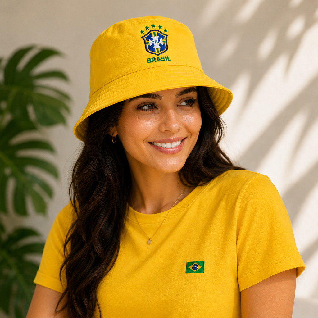 Chapéu Bucket Hat Brasil Vibes Unissex Estilo Moda Praia Copa do Mundo 2026