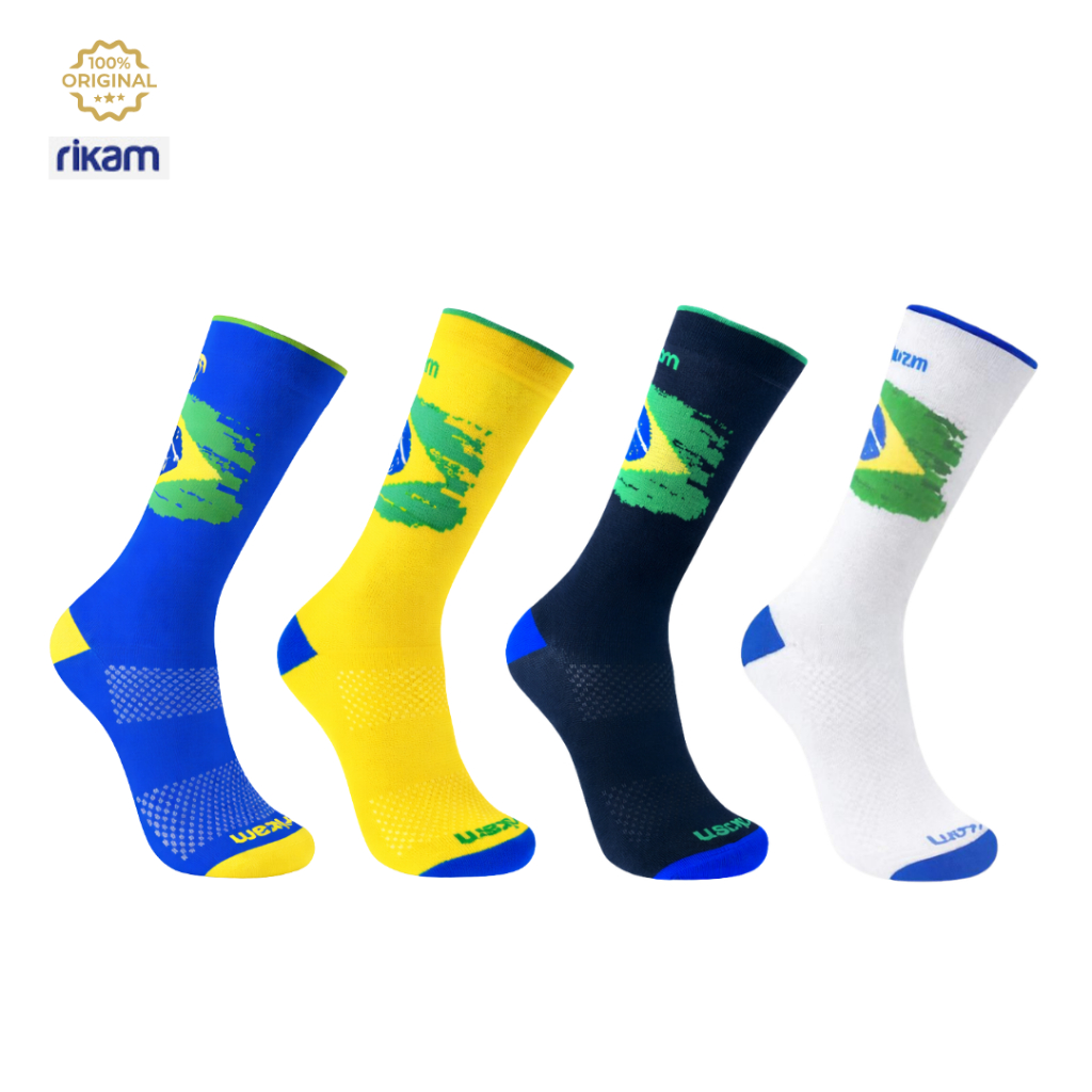 Meia Ciclismo Corrida Bike Brasil Performance Cano Médio Rikam