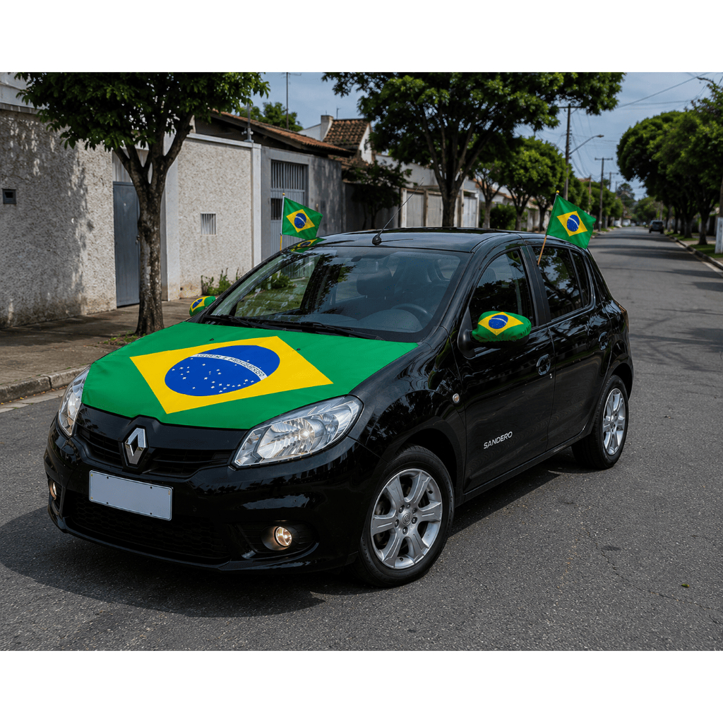 Kit Completo Capa Copa do Mundo Capo Retrovisor + 2 Bandeirinhas de Janela Brasil Torcida Eleições
