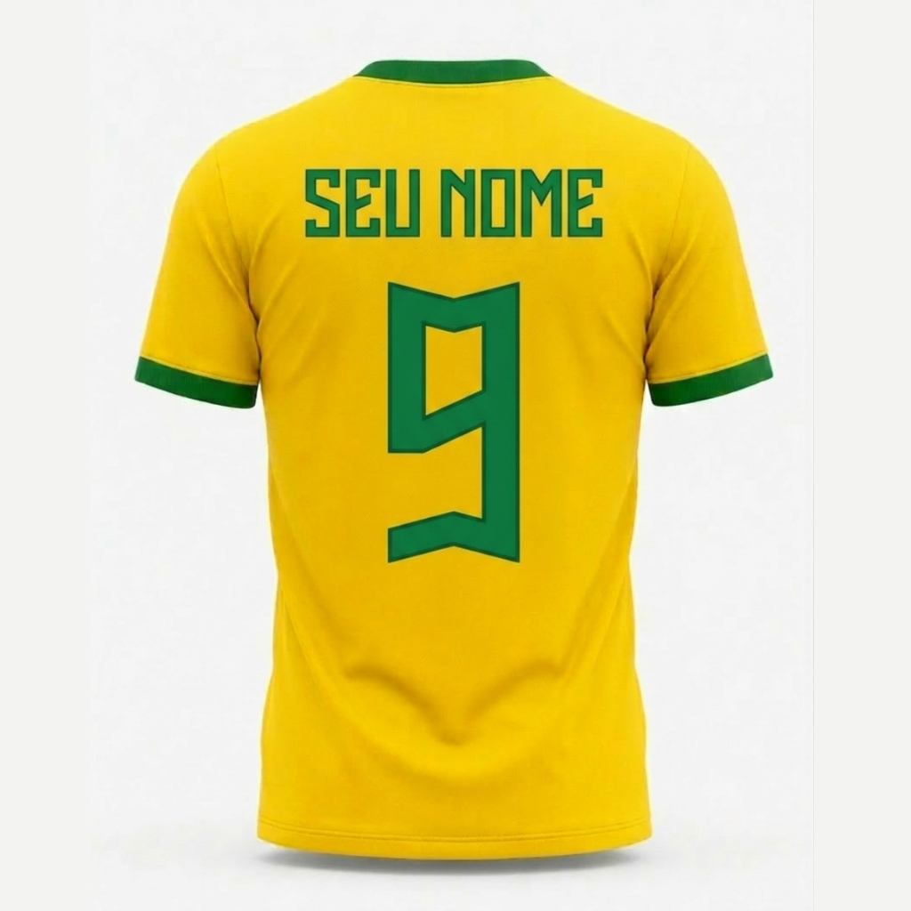 Camiseta Masculina Dryfit Brasil Copa Personalizada Com Nome e Numero LCMTV Exclusiva Oficial Premium