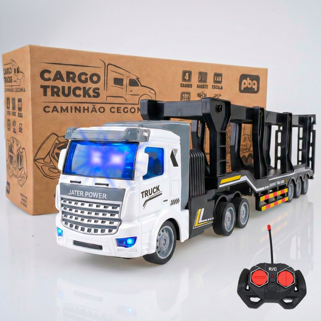 Caminhão Cegonha Carrinho Controle Remoto Recarregável Led Brinquedos De Menino Polibrinq