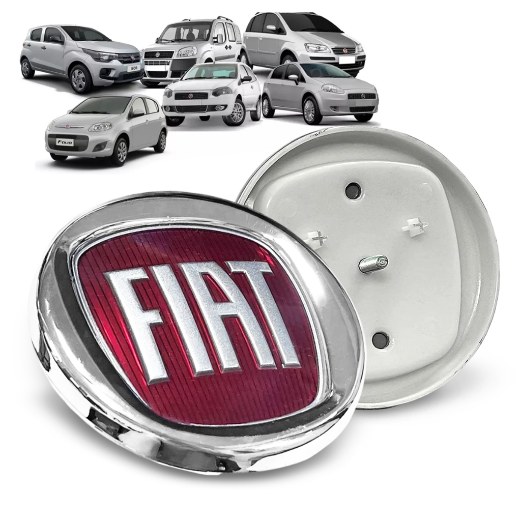 Emblema Logo Fiat Grade Palio Siena Doblô Uno Fiorino Linea Stilo Idea Punto Grand Siena Mobi Bravo Strada 95mm Parafuso