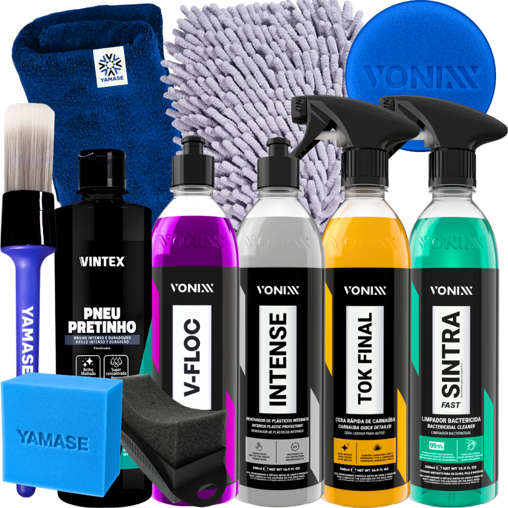 Kit Lavagem Completa Shampoo Cera Tok Final Intense Sintra Fast Pneu Pretinho Vonixx