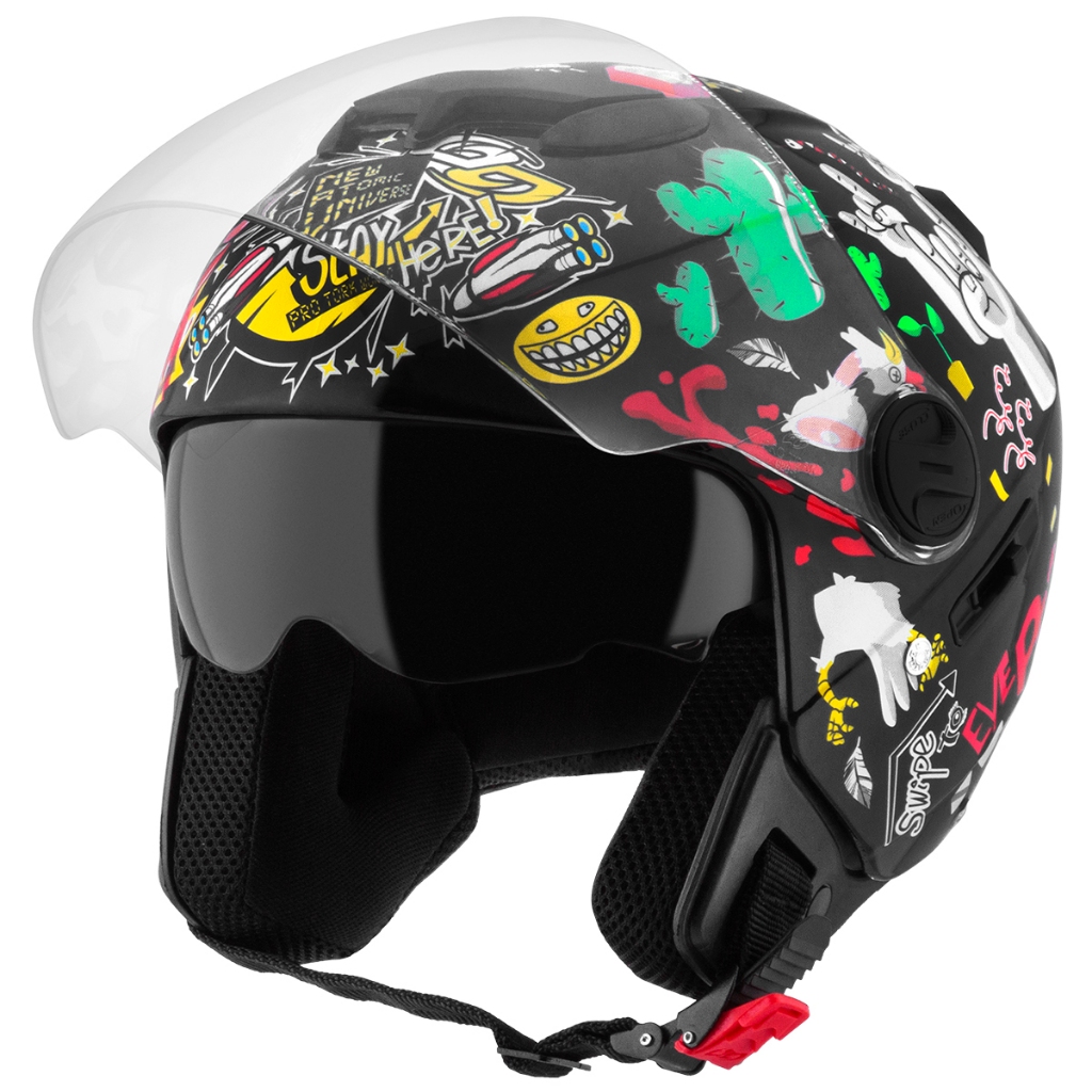 Capacete Moto Aberto New Atomic Universe Com Viseira Interna