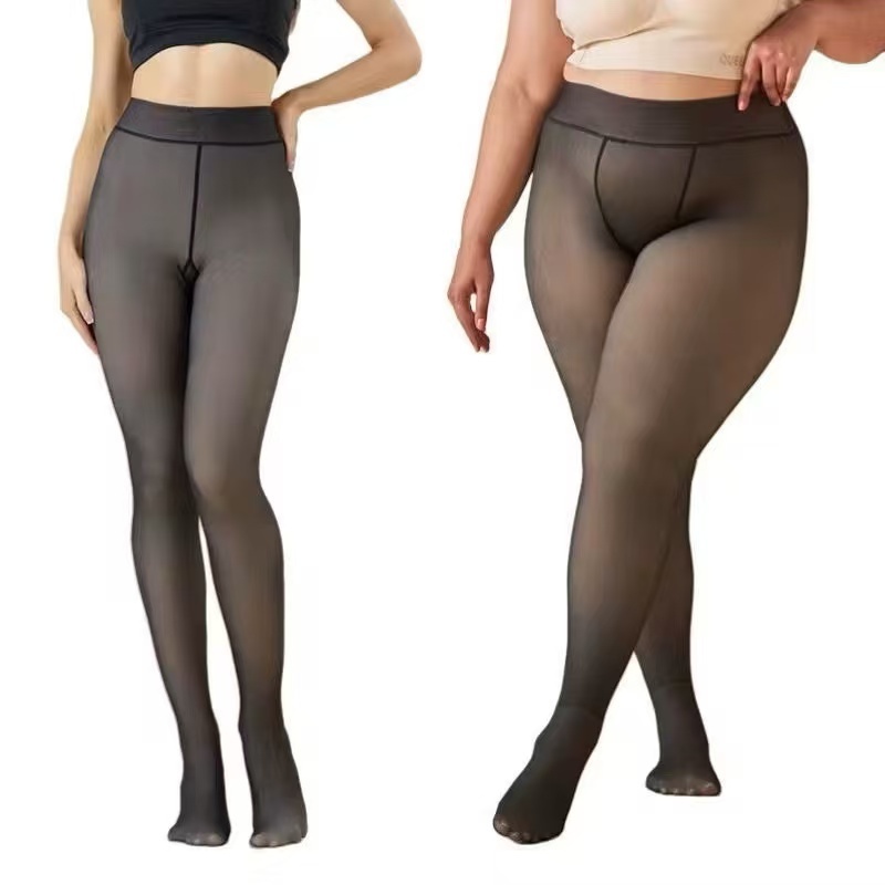 Meia-Calça Térmica Forrado Grosso Translúcido Leggings De Lã Quente Das Mulheres De Winte