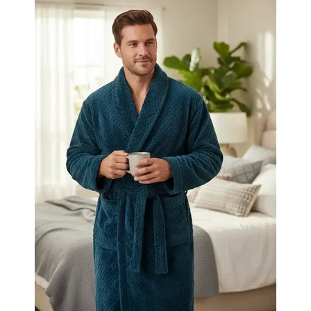 Roupão Masculino Pollo Hobby Plush Flannel Para Frio Inverno