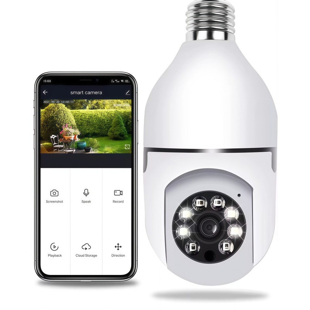Câmera Segurança WiFi Lâmpada 1080P IP Monitoramento Remoto Visão Noturna HD Yousee