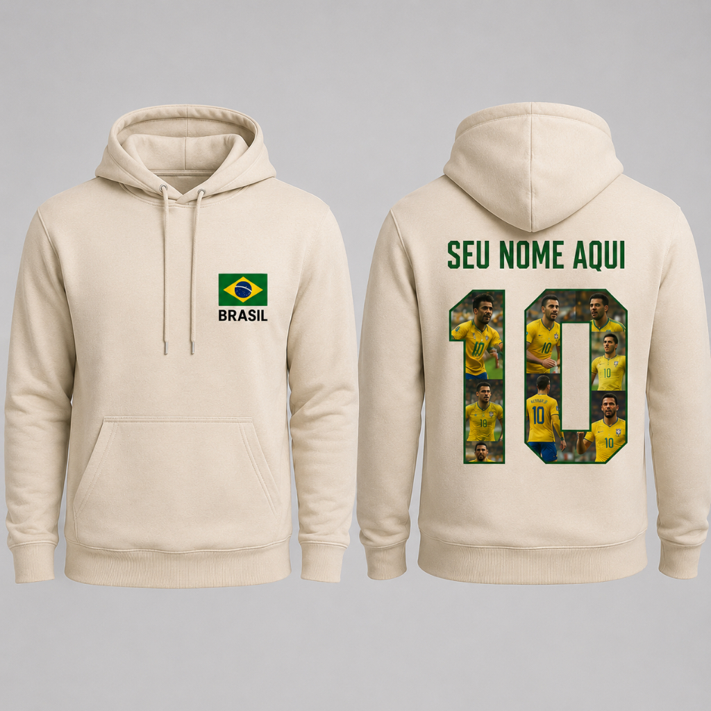 Moletom Brasil Personalizado Nome Numero e Fotos