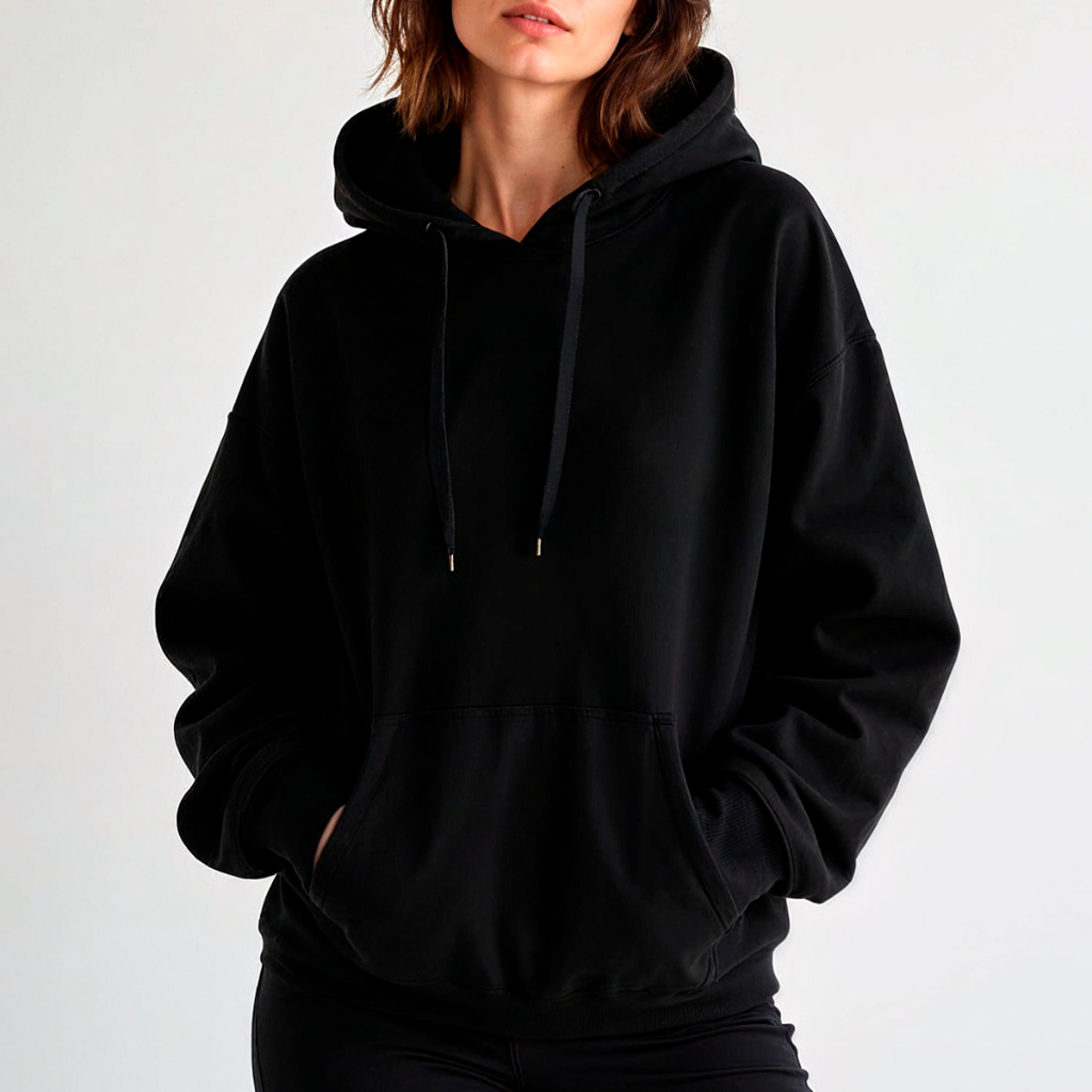 Moletom Feminino Blusa de Frio Moletom Canguru Com Capuz Liso Casaco Blusa Flanelada Inverno Premium