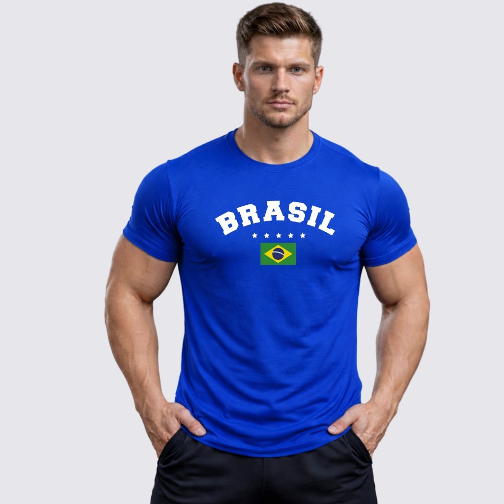 Camisa Dry Fit Masculino BRASIL 04 Maromba Corrida Treino Academia Esporte