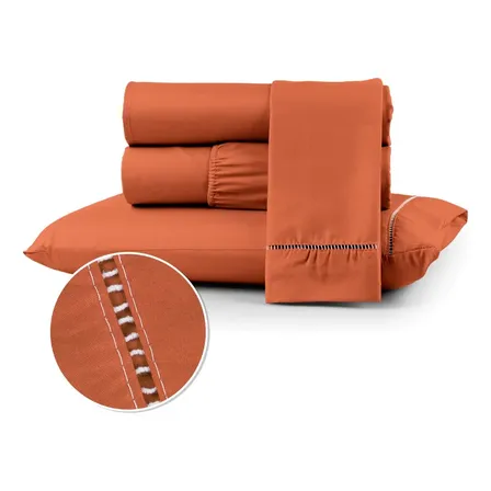 Kit Jogo De Lençol Casal 3 Pç 400 Fios Conforto Toque Macio