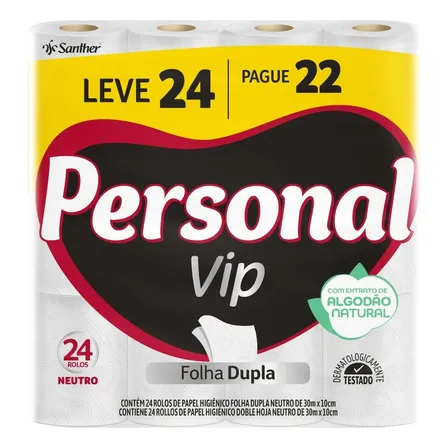 Papel Higiênico Folha Dupla 30m L24p22 Personal