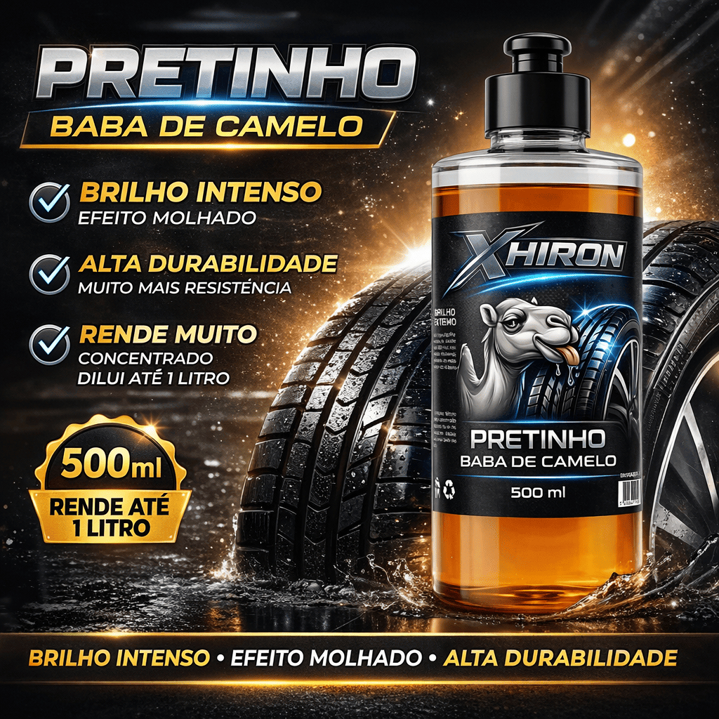 PNEU PRETINHO Baba de Camelo Xhiron 500ml Brilho Intenso Efeito Molhado