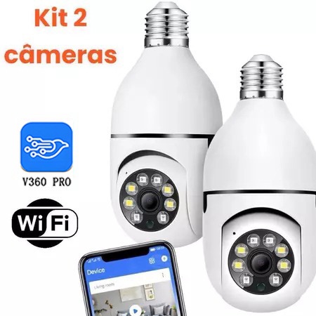 Câmera segurança wifi ip sem fio 360 encaixe Lâmpada Infravermelho sem fio ptz full HD G4