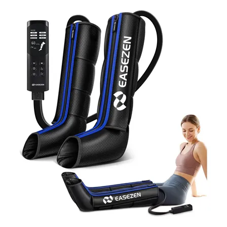 Bota De Compressao Pneumatica Massageador Pes Easezen 6 Modos Preto/azul 127/220v Azul/preto