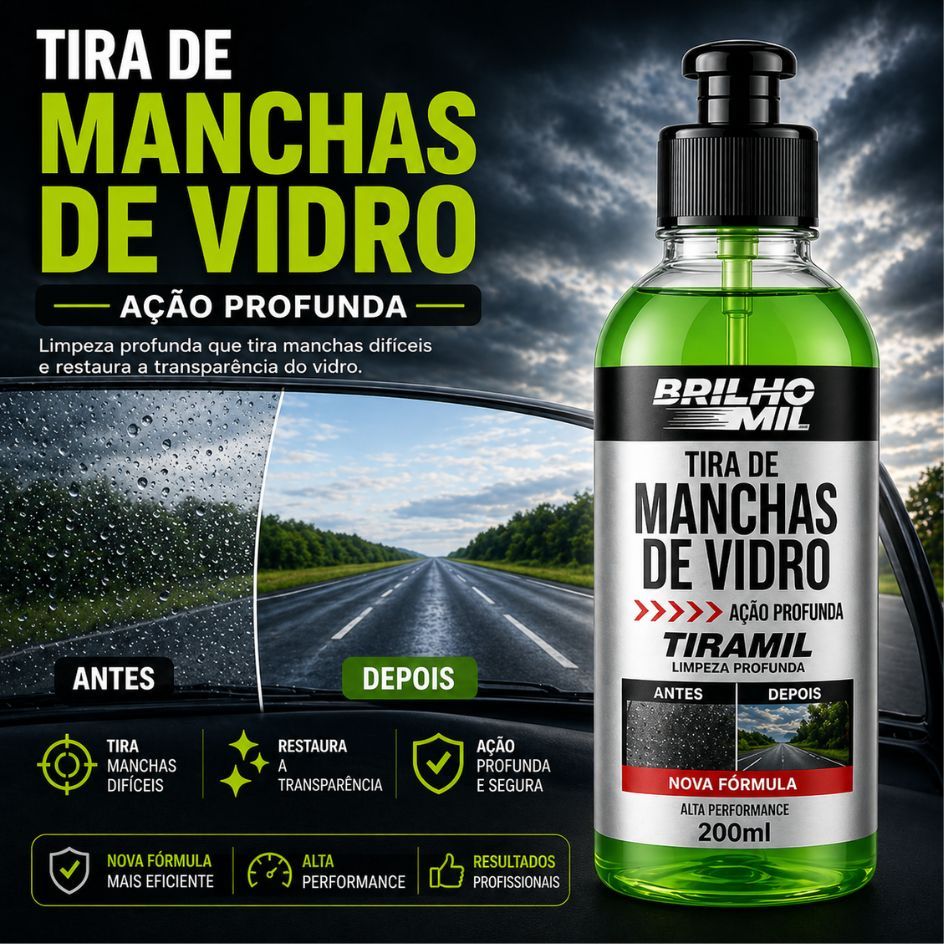 Limpa Vidro Automotivo Tira Manchas de Chuva - Restaura Vidros e Para-Brisas -  Uso Profissional