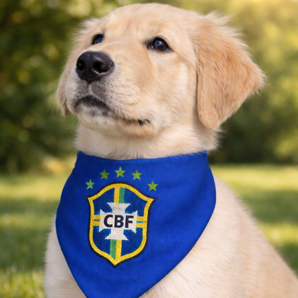 Bandana pet do Brasil - Copa do mundo – cães e gatos – P M G GG e XG - Ajustável - Tecido Premium