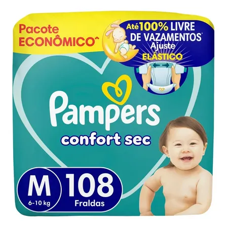 Fralda Pampers Confort Sec Tamanho M, 108 Un Médio (m) Sem Gênero