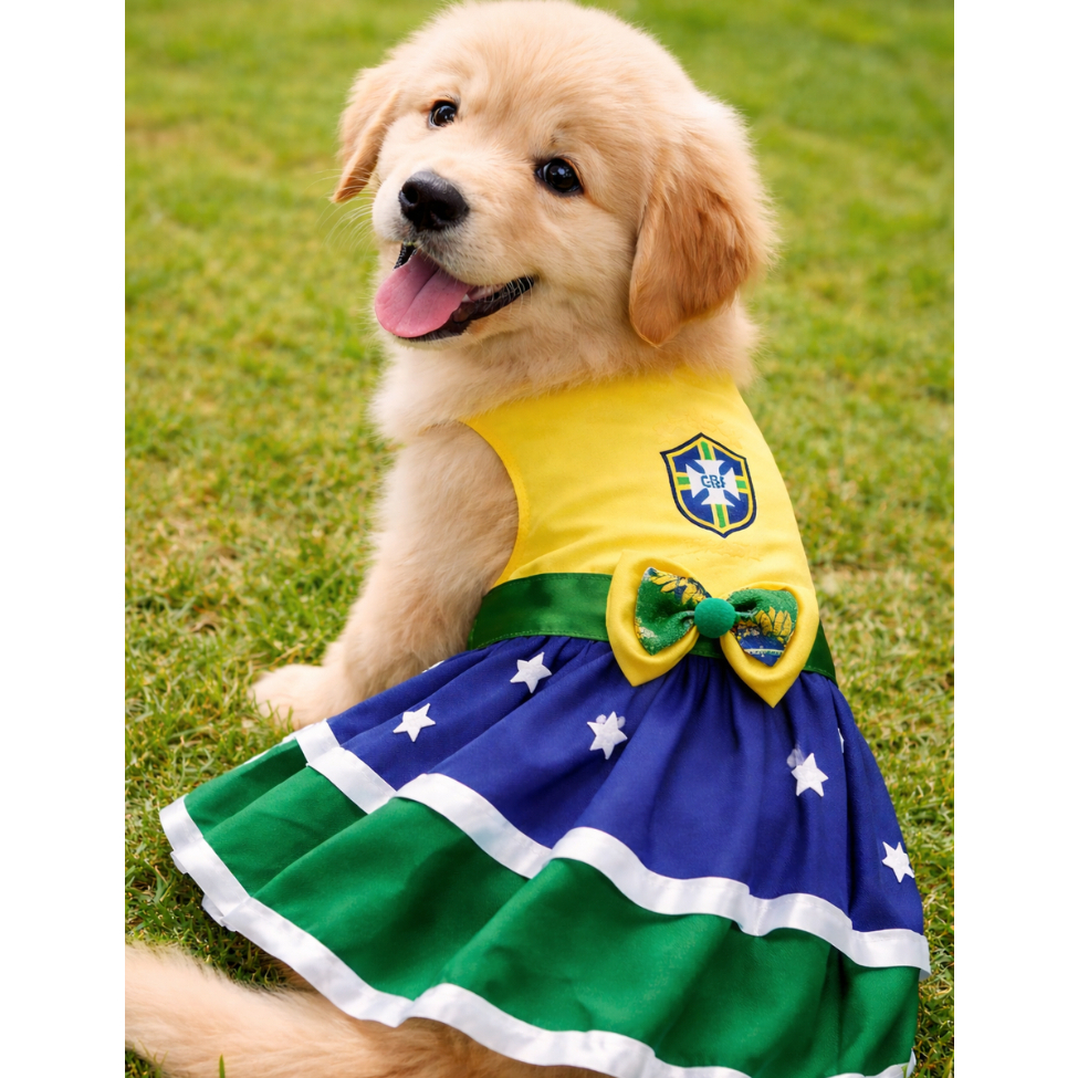 Vestido Pet Brasil para Cachorro 🇧🇷 | Roupa Pet  Porte Pequeno e Médio e Grande