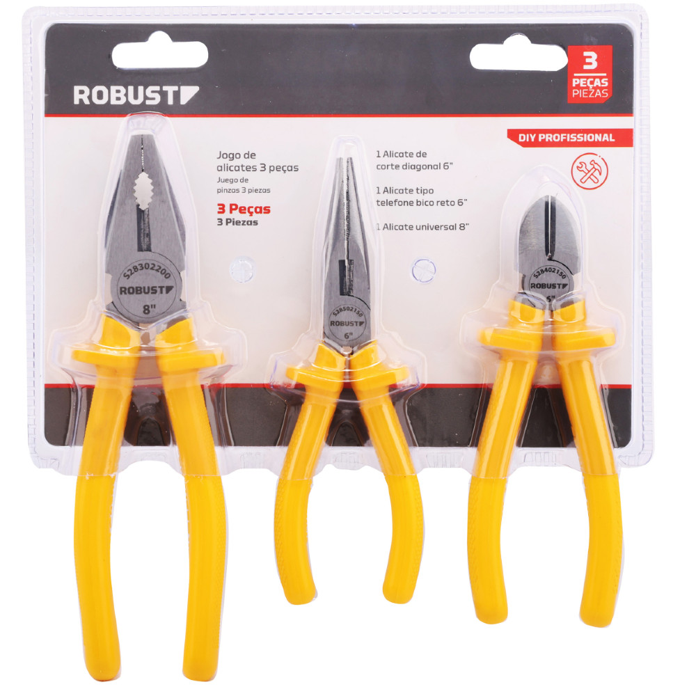 Kit Alicates Universal Corte E Bico Gedore Robust 3 Peças